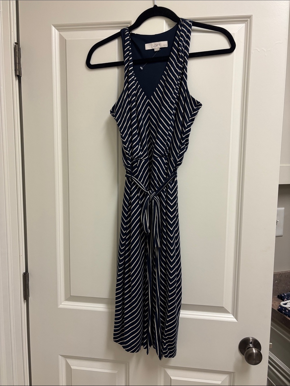 LOFT Navy & White Striped Sleeveless  Dress